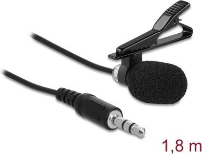 Attēls no Delock Tie Lavalier Microphone Omnidirectional with Clip 3.5 mm stereo jack male 3 pin + Adapter Cable for Smartphone and Tablet
