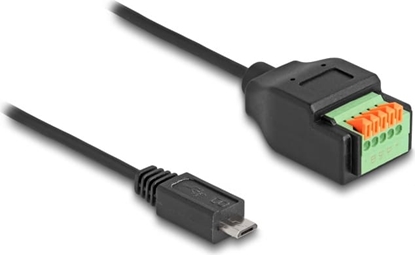 Attēls no Delock USB 2.0 Cable Type Micro-B male to Terminal Block Adapter with push button 15 cm
