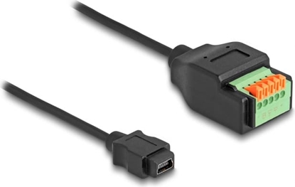 Attēls no Delock USB 2.0 Cable Type Mini-B female to Terminal Block Adapter with push button 15 cm