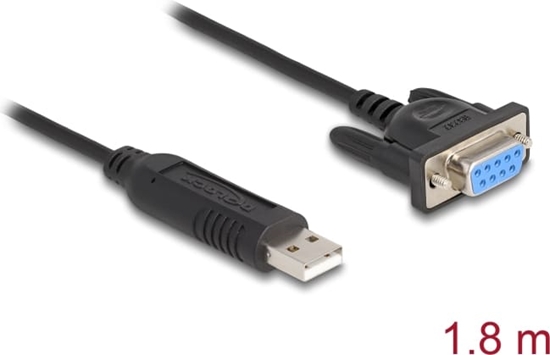 Изображение Delock USB 2.0 to Serial RS-232 Adapter Sub-D 9 female with screws compact connector housing 1.8 m FTDI