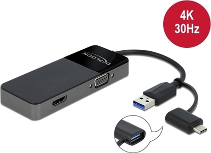 Attēls no Delock USB 3.2 Gen 1 Adapter to 4K HDMI + VGA with Splitter function