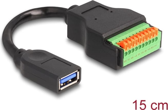 Изображение Delock USB 3.2 Gen 1 Cable Type-A female to Terminal Block Adapter with push button 15 cm
