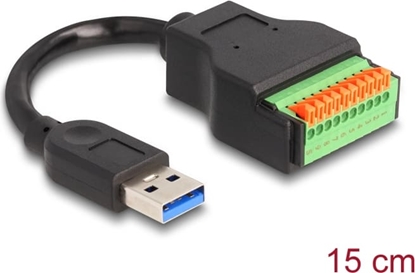 Attēls no Delock USB 3.2 Gen 1 Cable Type-A male to Terminal Block Adapter with push button 15 cm