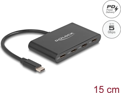 Attēls no Delock USB 3.2 Gen 1 USB Type-C™ Hub with 3 x USB Type-C™ female + 1 x USB Type-C™ PD 100 Watt