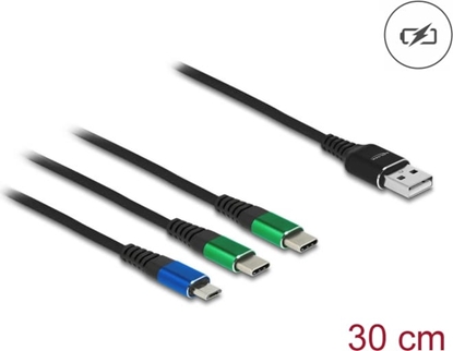 Attēls no Delock USB Charging Cable 3 in 1 Type-A to Micro USB / 2 x USB Type-C™ 30 cm