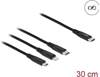 Picture of Delock USB Charging Cable 3 in 1 USB Type-C™ to Lightning™ / Micro USB / USB Type-C™ 30 cm