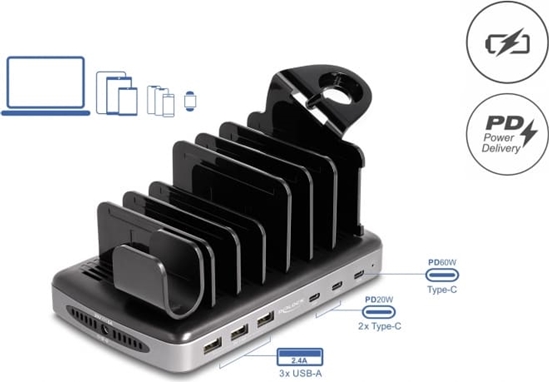 Picture of Delock USB Charging Station with 3 x USB Type-C™ PD + 3 x USB Type-A (112 W)