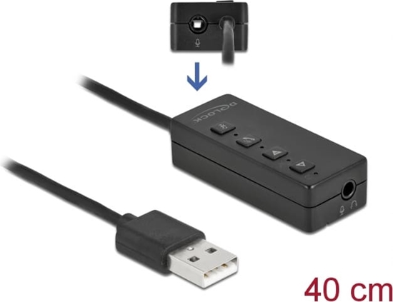 Picture of Delock USB Headset and Microphone Adapter with 2 x 3.5 mm Stereo Jack for Windows and Mac OS