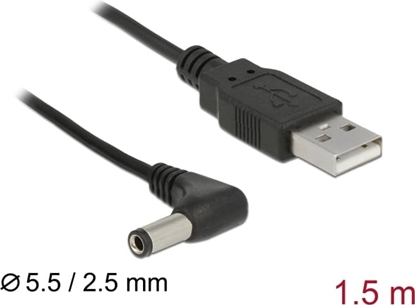 Attēls no Delock USB Power Cable to DC 5.5 x 2.5 mm male 90° 1.5 m