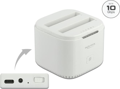Attēls no Delock USB Type-C™ 3.2 Docking Station for 2 x 2.5″ SATA HDD / SSD with Clone Function