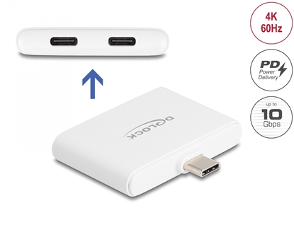 Attēls no Delock USB Type-C™ Adapter to USB-C™ Data 10 Gbps and Video 4K 60 Hz + USB Type-C™ PD 92 W
