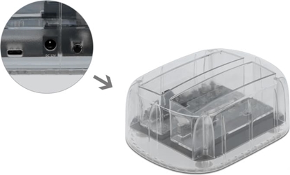 Attēls no Delock USB Type-C™ Docking Station for 2 x SATA HDD / SSD transparent