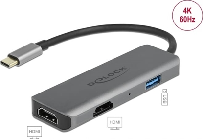 Attēls no Delock USB Type-C™ Dual HDMI Adapter with 4K 60 Hz and USB Port