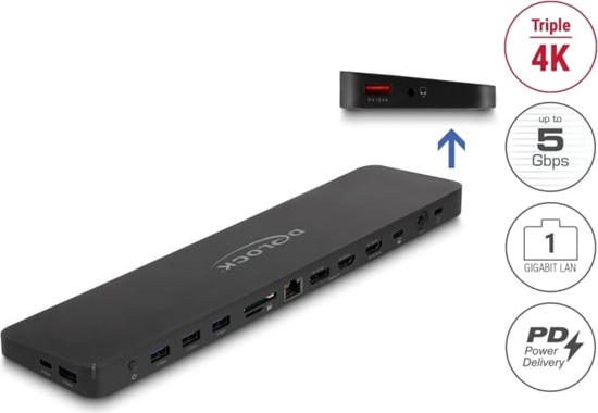 Picture of Delock USB Type-C™ Triple Display Docking Station with DisplayLink® 4K / USB 5 Gbps / LAN / SD / Audio / PD 80 W
