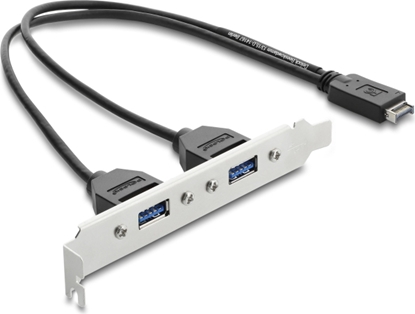 Attēls no Delock USB Type-E Key A male to 2 x USB 5 Gbps Type-A female with slot bracket connection cable 35.5 cm
