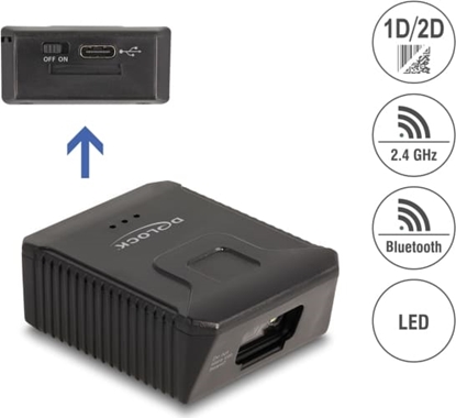 Attēls no Delock Wearable Barcode Scanner 1D and 2D with 2.4 GHz or Bluetooth - for glove 90606 and 90609