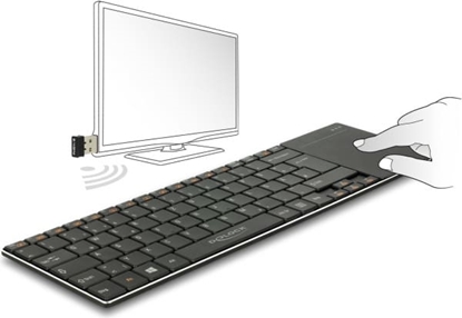 Attēls no Delock Wireless Keyboard for Smart TV and Windows PC with Touchpad 6 mm flat