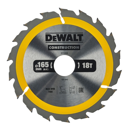 Изображение Dewalt Pia tarczowa 165x30mmx18z (DT1936-QZ)