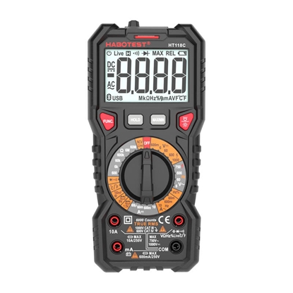 Изображение Habotest Multimetr cyfrowy z latark Habotest HT118C, True RMS, NCV, testowanie akumulatorów