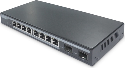 Attēls no Digitus 8-Port Gigabit PoE Networkswitch, Desktop, L2 managed, 2 Uplinkports, SFP, 86 W, af/at