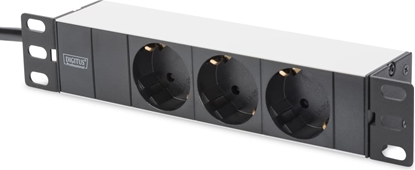 Attēls no Digitus aluminium outlet strip, 3 safety outlets, 2 m supply safety plug