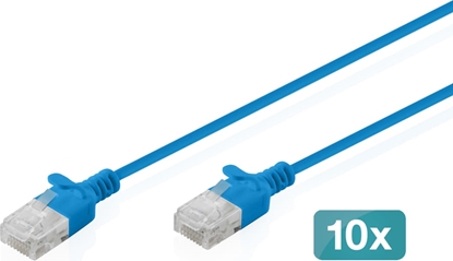 Attēls no Digitus CAT 6 U-UTP Slim patch cable, 0.3 m, blue, 10 pieces