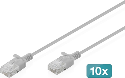 Attēls no Digitus CAT 6 U-UTP Slim patch cable, 0.5 m, gray, 10 pieces