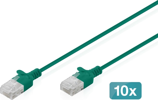 Picture of Digitus CAT 6 U-UTP Slim patch cable, 0.5 m, green, 10 pieces
