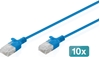 Изображение Digitus CAT 6 U-UTP Slim patch cable, 3 m, blue, 10 pieces