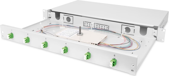 Picture of Digitus Fiber optic splice box, assembled, 6x LC-APC DX, OS2