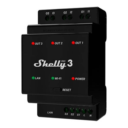 Attēls no DIN Rail Smart Switch Shelly Pro 3 with dry contac