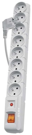 Изображение Emos Listwa przeciwprzepiciowa Emos P53898 (Acar) S8 8 gniazd 1,5m szara