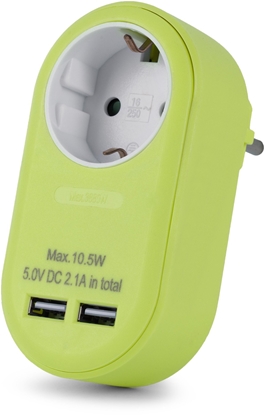 Attēls no ENTAC Entac EPAG-1EE-2USB-L adapter wtyczek zasilajcych Typu F Limonkowy