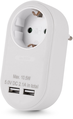Attēls no ENTAC Entac EPAG-1EE-2USB-W adapter wtyczek zasilajcych Typu F Biay