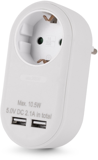 Picture of ENTAC Entac EPAG-1EE-2USB-W adapter wtyczek zasilajcych Typu F Biay