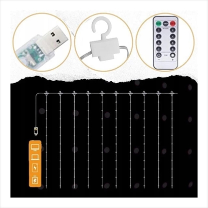 Attēls no ExtraLink Extralink | Kurtyna wietlna LED | zimne, 3x3m, 300x LED, lampki choinkowe, witeczne, girlanda, 5V USB