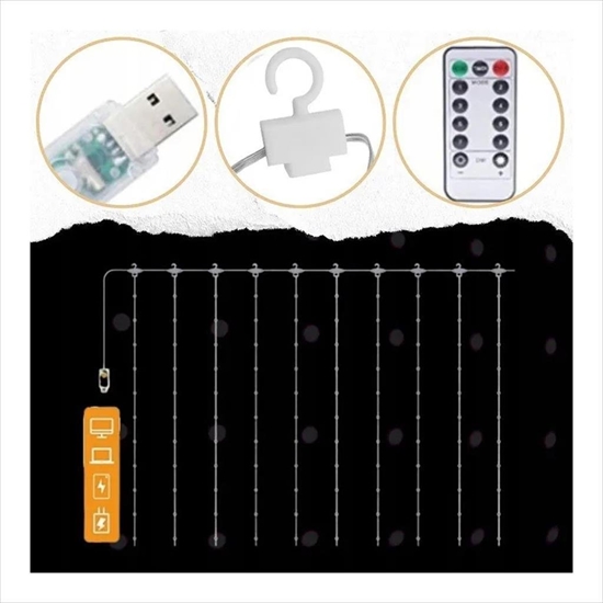 Picture of ExtraLink Extralink | Kurtyna wietlna LED | zimne, 3x3m, 300x LED, lampki choinkowe, witeczne, girlanda, 5V USB