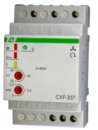 Изображение F&F Przekanik kolejnoci zaniku i asymetrii faz 10A 1P 0,2-5sek 20-60V CKF-337