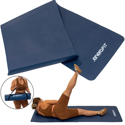 Изображение Fitnesa paklājiņš NBR pretslīdes pārklājs 183x60x1cm zils + Enero Fit pārvalks