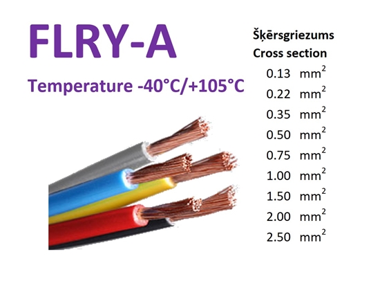 Picture of FLRY-A auto instalācijas kabelis 0.22mm² DZELTENS100m spole
