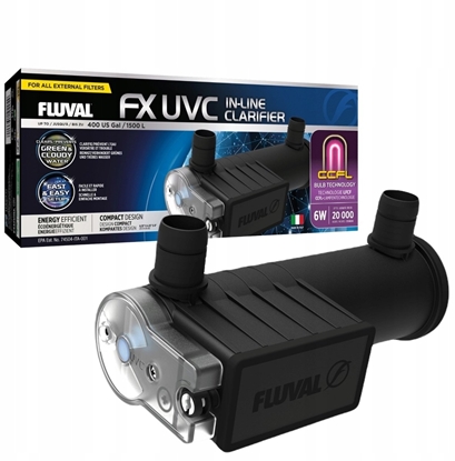 Picture of Fluval FX UVC In-Line Clarifier, sterylizator, 13 x 29,5 x10,5 cm, 6W, max.1500L, do filtrów FX i serii 7