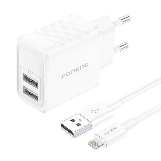 Picture of Foneng 2xUSB-A, 2,4A lādētājs ar USB-A / Lightning kabeli
