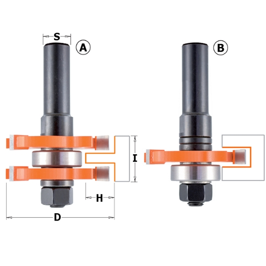 Изображение Frēžu komplekts CMT tongue & groove; 8 mm; profile A+B; 2 daļu