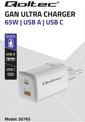 Attēls no GaN ULTRA 65W lādētājs| 5-20V | 2.25-3.25A | 1 x USB Type-C PD | 1x USB QC 3.0 | Portatīvais dators 