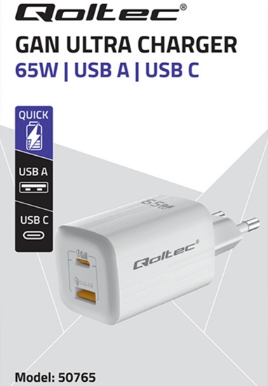 Picture of GaN ULTRA 65W lādētājs| 5-20V | 2.25-3.25A | 1 x USB Type-C PD | 1x USB QC 3.0 | Portatīvais dators 