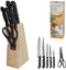 Attēls no Gerimport zestaw 7 noy z noyczkami i drewnianym stojakiem (19 cm) 33 5 x 11 x 7 5 cm KITCHEN&GO 8445393419053 (8445393419053)