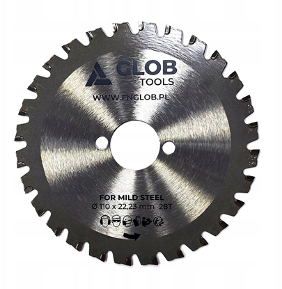Attēls no Glob Pia tarczowa GLOB TOOLS TCT 110x22,23mm 28z do prtów zbrojeniowych