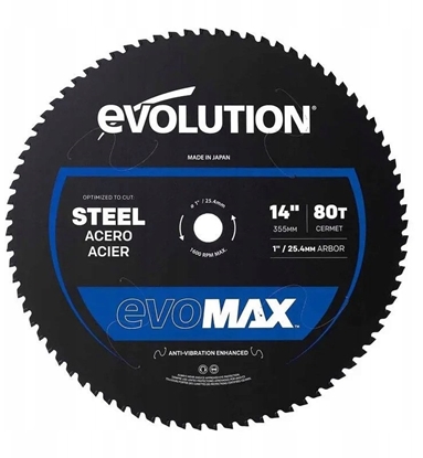 Picture of GLOBAL SAW Pia tarczowa do cicia stali Evolution EVOMAX 355 mm Ø355 x 25,4 mm, 80 zbów CERMET