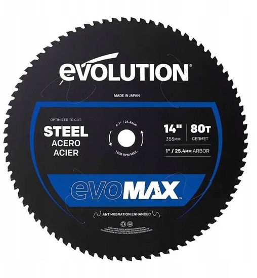 Изображение GLOBAL SAW Pia tarczowa do cicia stali Evolution EVOMAX 355 mm Ø355 x 25,4 mm, 80 zbów CERMET