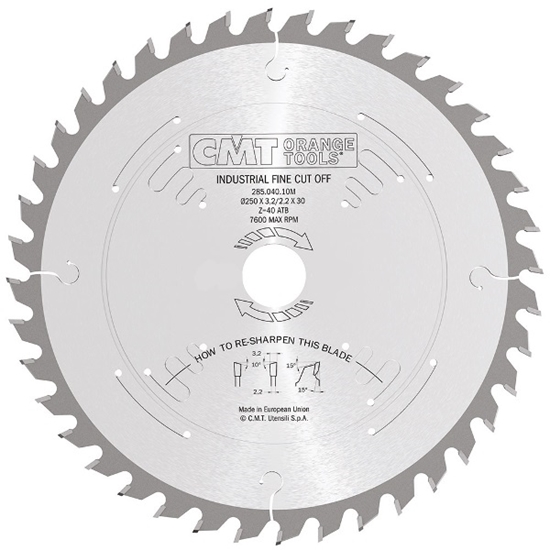 Изображение Griešanas disks kokam CMT 285; 250x3,2x35; Z40; 15°